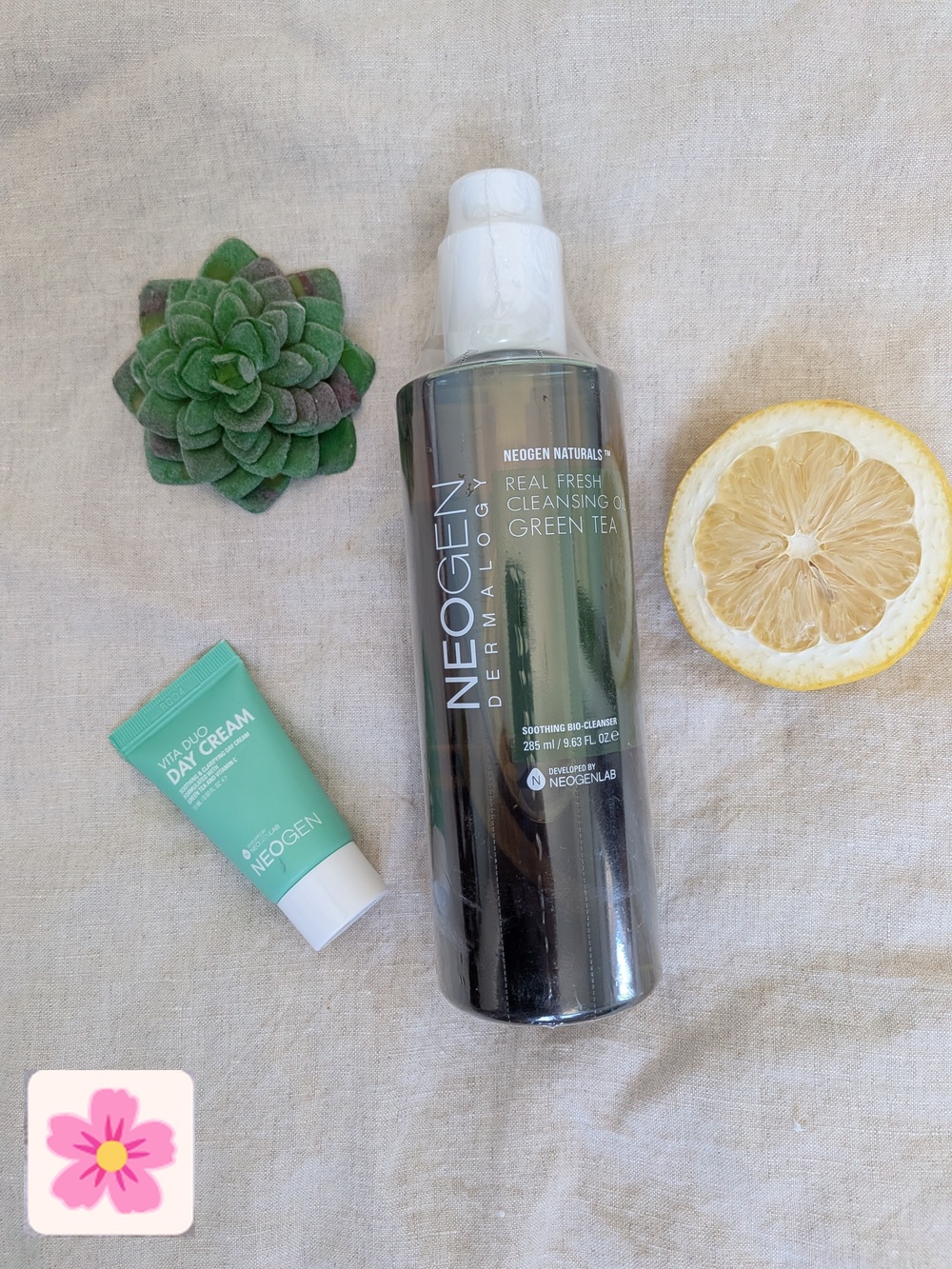 NEOGEN Green Tea Cleansing Oil Full Size + Day Cream Travel Size Duo NWT